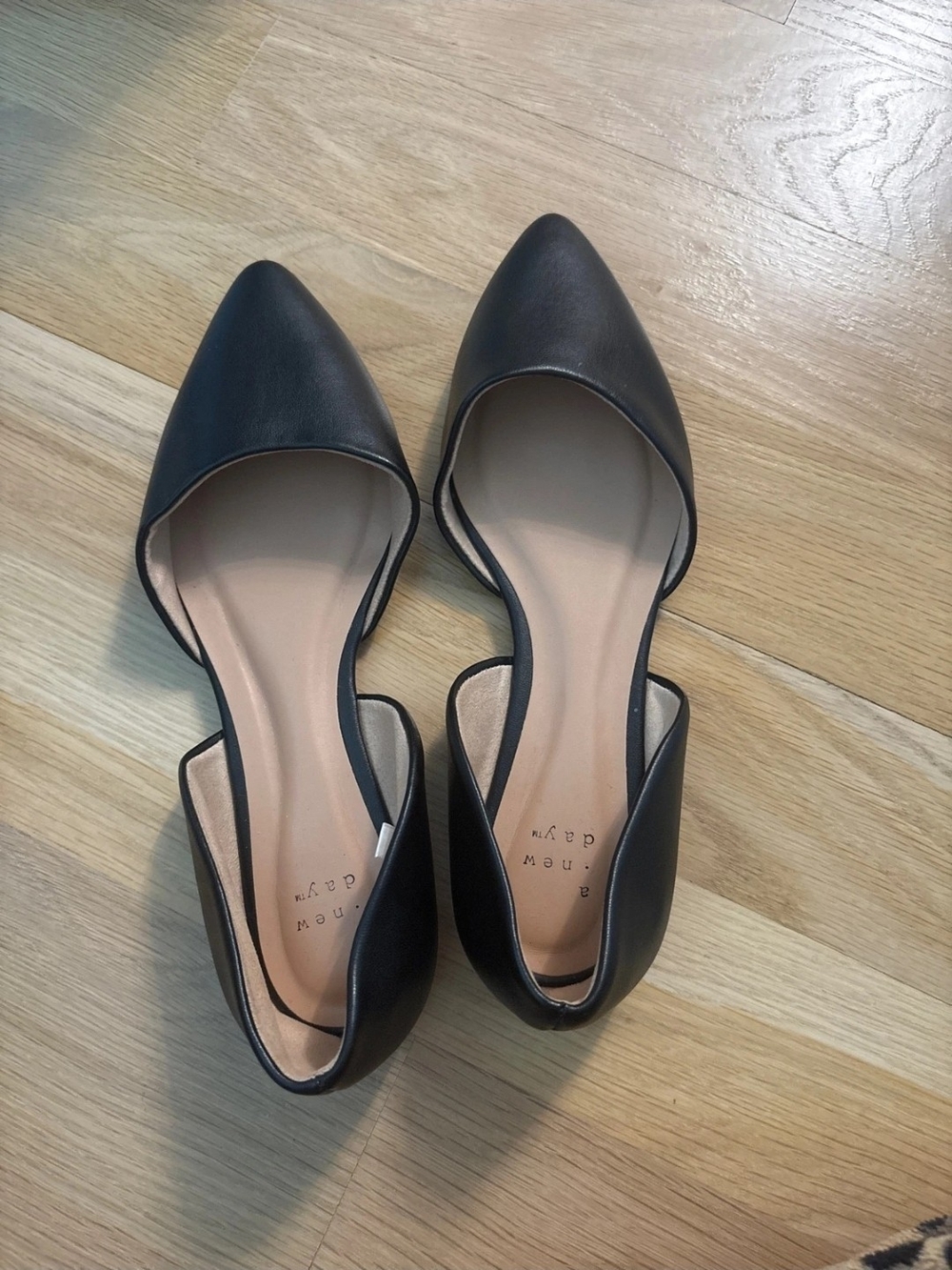 a new day Black Pointed D'Orsay Flats